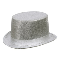 KAPELUSZ CYLINDER SREBRNY DLA DOROSŁYCH DISCO