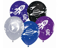 BALONY NA URODZINY ASTRONAUTY KOSMOS RAKIETA 5szt