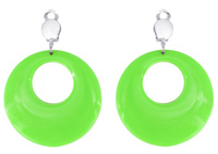 KOLCZYKI NEONOWE KOŁA ZIELONE KLIPSY DISCO LATA 70 80