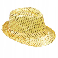 ZŁOTY KAPELUSZ CEKINOWY CEKINY DISCO