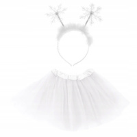 STRÓJ ŚNIEŻYNKA OPASKA PŁATKI ŚNIEGU + SPÓDNICZKA TIULOWA TUTU BIAŁA