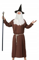 STRÓJ KOSTIUM MNICH MAG CZARODZIEJ GANDALF LASKA KOSTUR KAPELUSZ PERUKA
