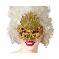 MASKA WENECKA KARNAWAŁOWA ZŁOTA ZE ŚWIECĄCYMI ELEMENTAMI