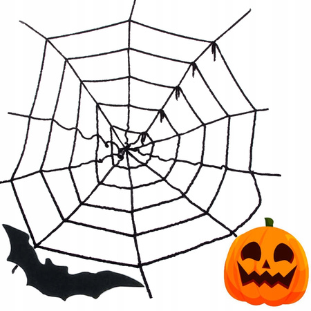 PAJĘCZYNA CZARNA 90x90cm DO WYSTROJU NA HALLOWEEN OZDOBA