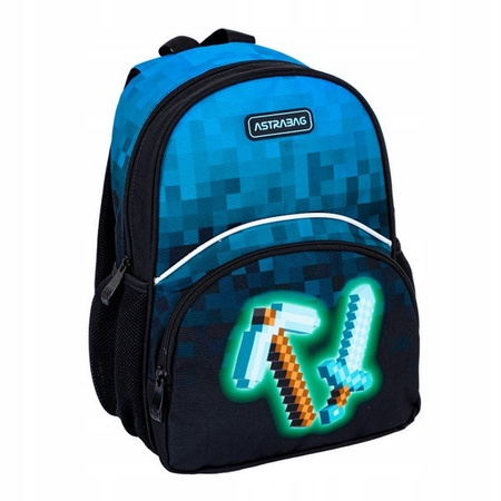 PLECAK SZKOLNY Z KIESZONKĄ ASTRABAG PIKSEL KILOF MIECZ DIAMENTOWY GAMER