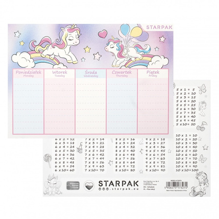 PLAN LEKCJI A5 JEDNOROŻEC UNICORN TABLICZKA MNOŻENIA