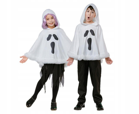 STRÓJ DUCH DUSZEK PONCZO BIAŁE DLA DZIECI GHOST HALLOWEEN + RĘKAWICZKI