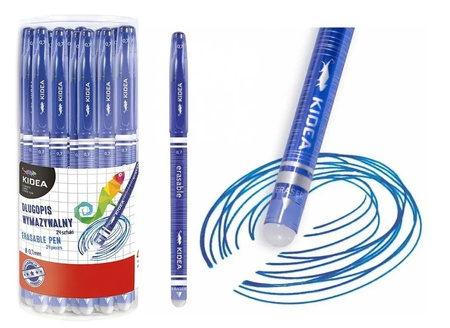 4x Długopis wymazywalny Kidea niebieski zmazywalny 0,7 do szkoły z gumką