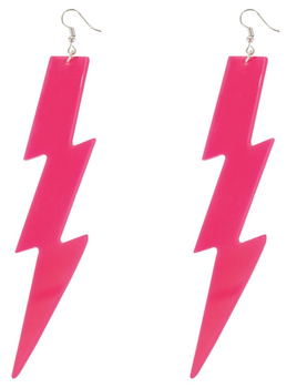 KOLCZYKI NEONOWE BŁYSKAWICE RÓŻOWE KLIPSY DISCO LATA 70 80