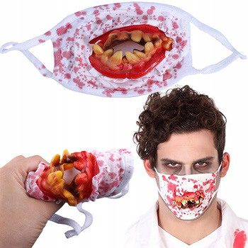 MASKA LEKARZA PIELĘGNIARKI Z ZĘBAMI 3D ZOMBIE HORROR KREW PANDEMIA