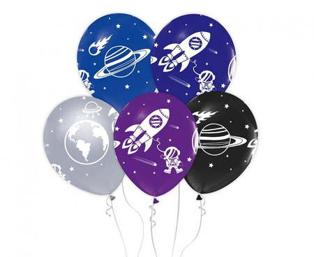 BALONY NA URODZINY ASTRONAUTY KOSMOS RAKIETA 5szt