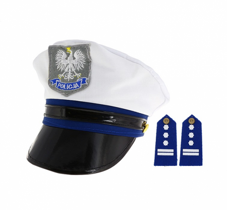 CZAPKA POLICJANTA Z PAGONAMI R. S
