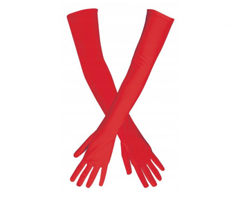 DŁUGIE RĘKAWICZKI CZERWONE DŁUGIE 60cm RETRO BURLESKA