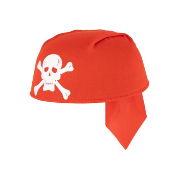 CZAPKA PIRATA CZERWONA Z CZASZKĄ STRÓJ PIRAT KOSTIUM