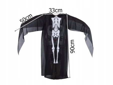 STRÓJ KOSTUCHA ŚMIERĆ 90cm PELERYNA KOSA RĘKAWICZKI KOŚCI