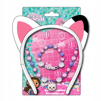 OPASKA KOCI DOMEK GABI + ZESTAW BIŻUTERII GABBY'S DOLLHOUSE 3 ELEMENTY