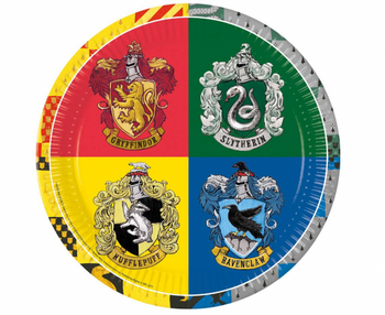 TALERZYKI PAPIEROWE HARRY POTTER 23cm 4 DOMY 8szt