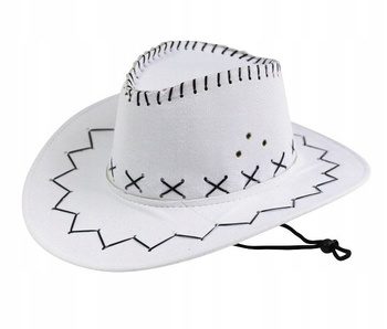 KAPELUSZ KOWBOJSKI BIAŁY DZIECIĘCY DO STROJU KOWBOJ SZERYF WESTERN