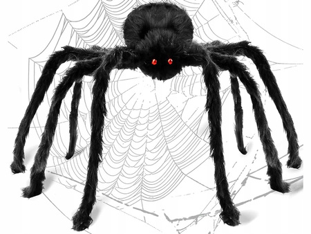 PAJĄK HALLOWEEN TARANTULA DUŻA XXL DŁUGIE NOGI + PAJĘCZYNA PLUSZOWA 90cm