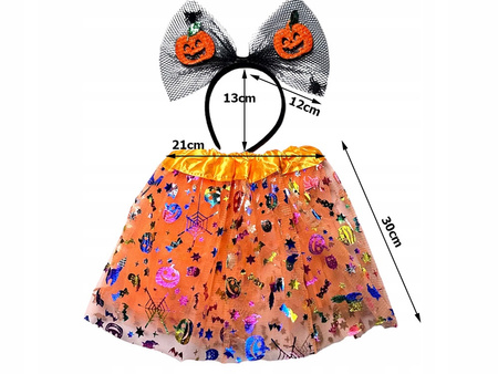STRÓJ WIEDŹMA CZAROWNICA TUTU SPÓDNICZKA + OPASKA DYNIA HALLOWEEN PAJĄK