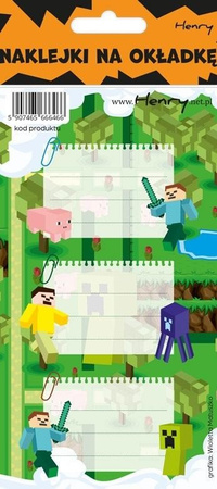 NAKLEJKI NA ZESZYT PIKSELE GAME 12szt NALEPKI
