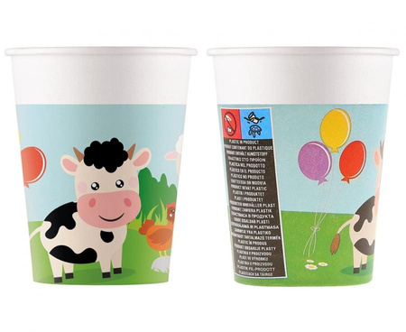 KUBECZKI PAPIEROWE FARMA ZWIERZĄTA 200ML 8SZT KROWA