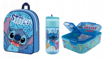 PLECAK + BIDON ŚNIADANIÓWKA Z PRZEGRODAMI STITCH STICZ ZESTAW BLU2