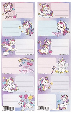 NAKLEJKI NA ZESZYT JEDNOROŻEC 12szt NALEPKI UNICORN WZ2