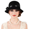 CZARNY KAPELUSZ RETRO LADY LATA 20-STE