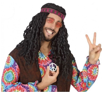 ZESTAW HIPIS OKULARY OPASKA NASZYJNIK PACYFKA HIPPIE