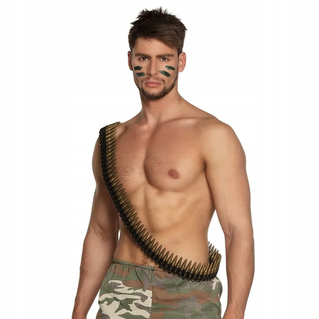 STRÓJ WOJSKOWY RAMBO ŻOŁNIERZ PAS Z NABOJAMI CZAPKA +DMUCHANY KARABIN 110cm