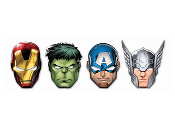 MASKI URODZINOWE AVENGERS 6szt - HULK THOR IRON MAN