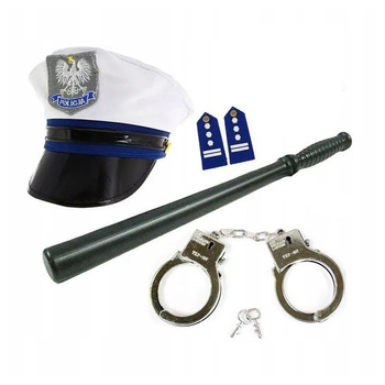 CZAPKA PAŁKA KAJDANKI METALOWE STRÓJ POLICJANTA