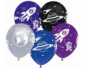 BALONY NA URODZINY ASTRONAUTY KOSMOS RAKIETA 5szt
