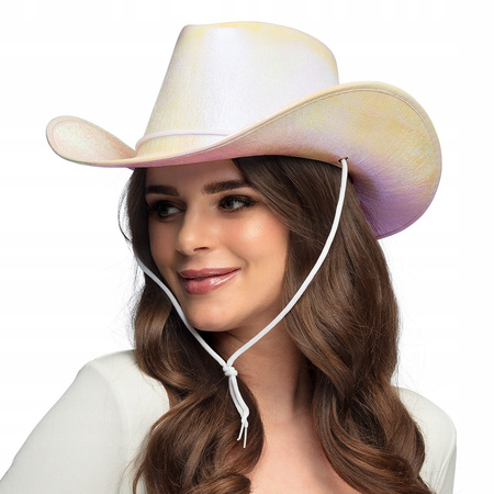 KAPELUSZ KOWBOJSKI BIAŁY PERŁOWY KOWBOJKA RODEO TEXAS