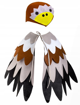 STRÓJ ORZEŁ KOSTIUM PTAK CZAPKA FILCOWA + SKRZYDŁA PELERYNA