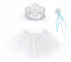 STRÓJ KOSTIUM ŚNIEŻYNKA TIARA BIAŁA SPÓDNICZKA TUTU + RÓŻDŻKA PŁATKI ŚNIEGU