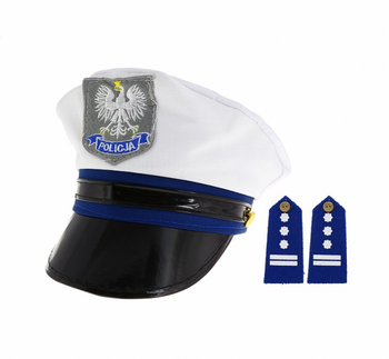 CZAPKA POLICJANTA Z PAGONAMI R. S
