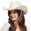 KAPELUSZ KOWBOJSKI BIAŁY PERŁOWY KOWBOJKA RODEO TEXAS