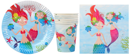 ZESTAW PARTY SYRENKA WODNY ŚWIAT TALERZYKI 23cm