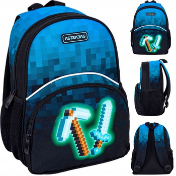 PLECAK SZKOLNY Z KIESZONKĄ ASTRABAG PIKSEL KILOF MIECZ DIAMENTOWY GAMER