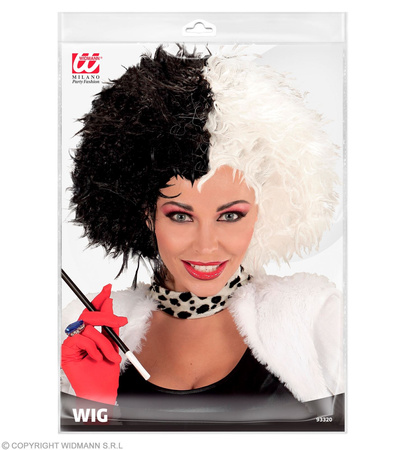 PERUKA CRUELLA DE MON 101 DALMATYŃCZYKÓW BIAŁO-CZARNA