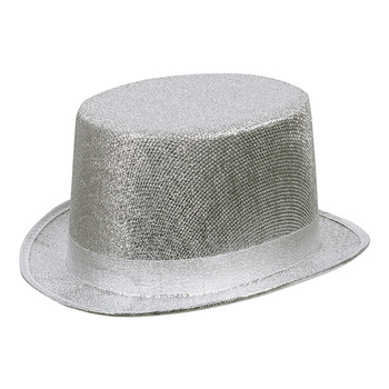 KAPELUSZ CYLINDER SREBRNY DLA DOROSŁYCH DISCO