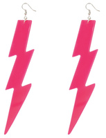 KOLCZYKI NEONOWE BŁYSKAWICE RÓŻOWE KLIPSY DISCO LATA 70 80