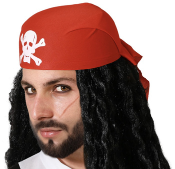 CZAPKA PIRATA CZERWONA DLA DOROSŁYCH STRÓJ PIRAT KOSTIUM