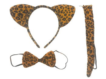 ZESTAW DO STROJU LAMPART PLUSZOWA OPASKA Z USZAMI OGON MUSZKA