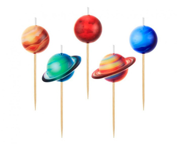 ŚWIECZKI PIKERY KOSMOS PLANETY 5 SZT