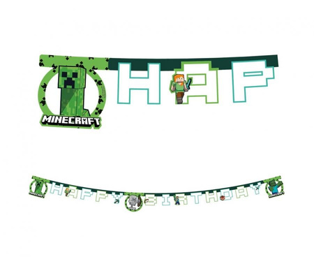 GIRLANDA BANER URODZINOWY MINECRAFT 200CM