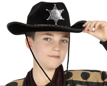 KAPELUSZ SZERYFA KOWBOJA CZARNY MAŁY DZIECIĘCY