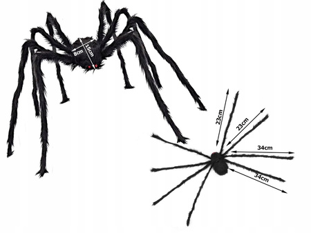PAJĄK HALLOWEEN TARANTULA DUŻA XXL DŁUGIE NOGI + PAJĘCZYNA PLUSZOWA 90cm